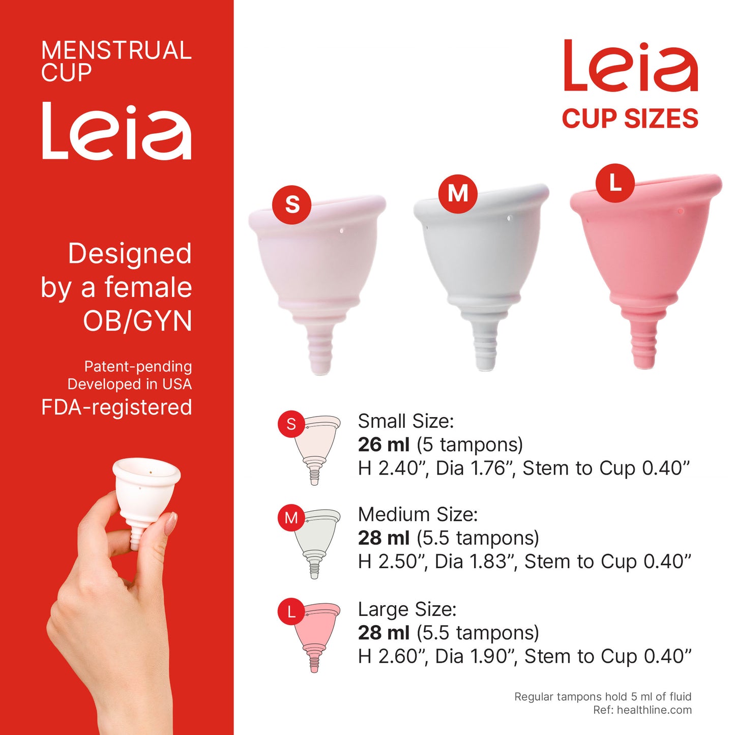 OB/GYN Designed LEIA Menstrual Cup — Size S